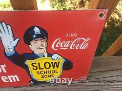 Vintage Coca Cola Porcelain Sign 12x8 Soda Cola Sign Gas Station Sign