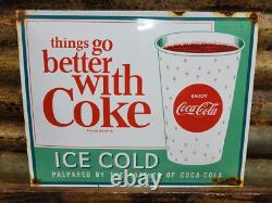 Vintage Coca Cola Porcelain Sign 17 Old Soda Coke Pop Restaurant Beverage Drink