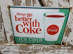 Vintage Coca Cola Porcelain Sign 17 Old Soda Coke Pop Restaurant Beverage Drink