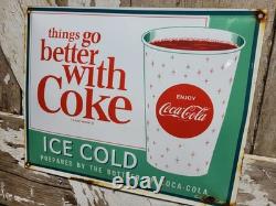 Vintage Coca Cola Porcelain Sign 17 Old Soda Coke Pop Restaurant Beverage Drink