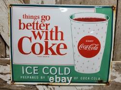 Vintage Coca Cola Porcelain Sign 17 Old Soda Coke Pop Restaurant Beverage Drink