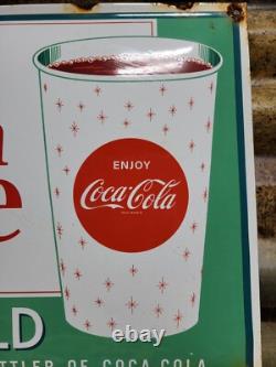 Vintage Coca Cola Porcelain Sign 17 Old Soda Coke Pop Restaurant Beverage Drink
