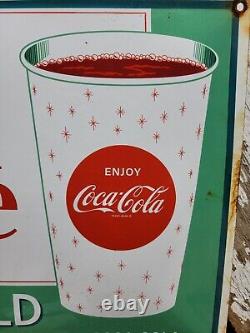Vintage Coca Cola Porcelain Sign 17 Old Soda Coke Pop Restaurant Beverage Drink