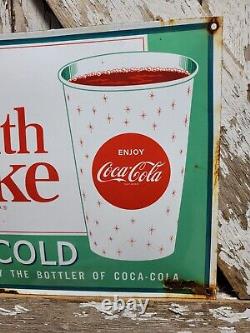 Vintage Coca Cola Porcelain Sign 17 Old Soda Coke Pop Restaurant Beverage Drink