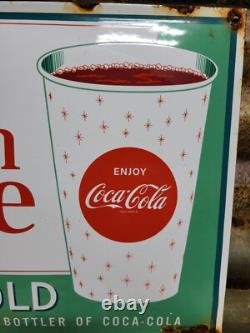 Vintage Coca Cola Porcelain Sign 17 Old Soda Coke Pop Restaurant Beverage Drink