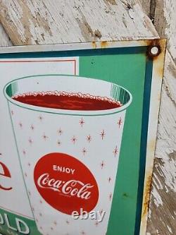 Vintage Coca Cola Porcelain Sign 17 Old Soda Coke Pop Restaurant Beverage Drink