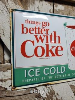 Vintage Coca Cola Porcelain Sign 17 Old Soda Coke Pop Restaurant Beverage Drink