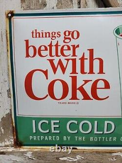 Vintage Coca Cola Porcelain Sign 17 Old Soda Coke Pop Restaurant Beverage Drink