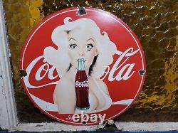 Vintage Coca Cola Porcelain Sign 1951 Marilyn Monroe Coke Soda Beverage Drink 12