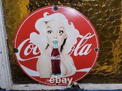 Vintage Coca Cola Porcelain Sign 1951 Marilyn Monroe Coke Soda Beverage Drink 12
