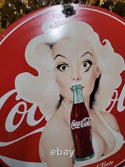 Vintage Coca Cola Porcelain Sign 1951 Marilyn Monroe Coke Soda Beverage Drink 12