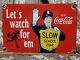 Vintage Coca Cola Porcelain Sign 1959 Soda Pop Beverage Coke School Zone Guard
