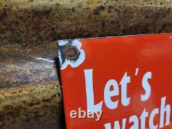 Vintage Coca Cola Porcelain Sign 1959 Soda Pop Beverage Coke School Zone Guard