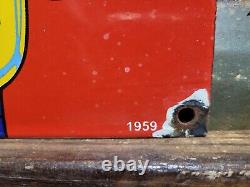 Vintage Coca Cola Porcelain Sign 1959 Soda Pop Beverage Coke School Zone Guard