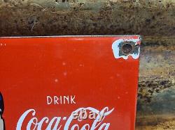 Vintage Coca Cola Porcelain Sign 1959 Soda Pop Beverage Coke School Zone Guard