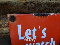 Vintage Coca Cola Porcelain Sign 1959 Soda Pop Beverage Coke School Zone Guard