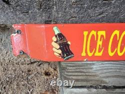 Vintage Coca Cola Porcelain Sign 32 Door Push Bar Soda Beverage Drink Food Coke