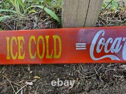 Vintage Coca Cola Porcelain Sign 32 Door Push Bar Soda Beverage Drink Food Coke