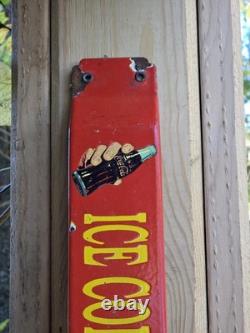 Vintage Coca Cola Porcelain Sign 32 Door Push Bar Soda Beverage Drink Food Coke