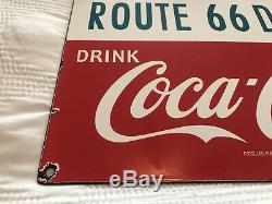 Vintage Coca Cola Porcelain Sign 66 Gas Station Soda Fountain Pepsi Mountain Dew