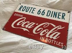Vintage Coca Cola Porcelain Sign 66 Gas Station Soda Fountain Pepsi Mountain Dew