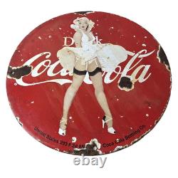 Vintage Coca Cola Porcelain Sign Beverage Gas Pump Bottling Service Soda Sign
