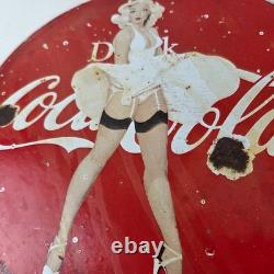 Vintage Coca Cola Porcelain Sign Beverage Gas Pump Bottling Service Soda Sign