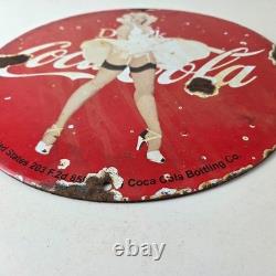 Vintage Coca Cola Porcelain Sign Beverage Gas Pump Bottling Service Soda Sign