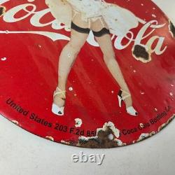Vintage Coca Cola Porcelain Sign Beverage Gas Pump Bottling Service Soda Sign