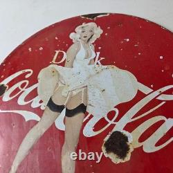 Vintage Coca Cola Porcelain Sign Beverage Gas Pump Bottling Service Soda Sign