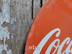 Vintage Coca Cola Porcelain Sign Coke Beverage Ice Cold Soda Pop Drink Store 12