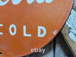 Vintage Coca Cola Porcelain Sign Coke Beverage Ice Cold Soda Pop Drink Store 12