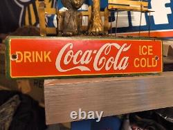 Vintage Coca Cola Porcelain Sign Coke Beverage Ice Cold Soda Pop Drink Store 8