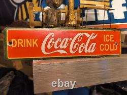 Vintage Coca Cola Porcelain Sign Coke Beverage Ice Cold Soda Pop Drink Store 8