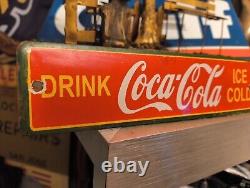 Vintage Coca Cola Porcelain Sign Coke Beverage Ice Cold Soda Pop Drink Store 8
