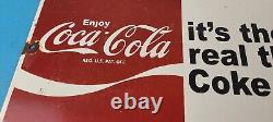 Vintage Coca Cola Porcelain Sign Coke Soda Bottles Gas Pump Service Sign