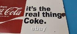 Vintage Coca Cola Porcelain Sign Coke Soda Bottles Gas Pump Service Sign