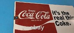 Vintage Coca Cola Porcelain Sign Coke Soda Bottles Gas Pump Service Sign