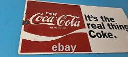 Vintage Coca Cola Porcelain Sign Coke Soda Bottles Gas Pump Service Sign