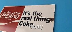 Vintage Coca Cola Porcelain Sign Coke Soda Bottles Gas Pump Service Sign