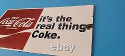 Vintage Coca Cola Porcelain Sign Coke Soda Bottles Gas Pump Service Sign