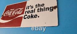 Vintage Coca Cola Porcelain Sign Coke Soda Bottles Gas Pump Service Sign