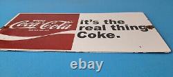 Vintage Coca Cola Porcelain Sign Coke Soda Bottles Gas Pump Service Sign