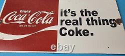 Vintage Coca Cola Porcelain Sign Coke Soda Bottles Gas Pump Service Sign
