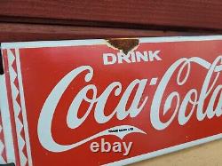 Vintage Coca Cola Porcelain Sign Coke Soda Store Door Push Bar Beverage Drinks