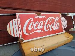 Vintage Coca Cola Porcelain Sign Coke Soda Store Door Push Bar Beverage Drinks