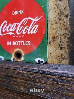 Vintage Coca Cola Porcelain Sign Door Palm Push Soda Coke Carbonated Beverage