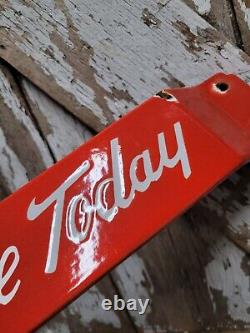 Vintage Coca Cola Porcelain Sign Door Push Bar Soda Beverage Drink Cold Coke Pop