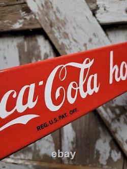 Vintage Coca Cola Porcelain Sign Door Push Bar Soda Beverage Drink Cold Coke Pop