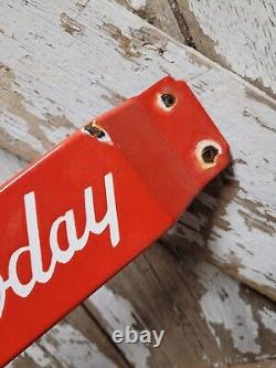 Vintage Coca Cola Porcelain Sign Door Push Bar Soda Beverage Drink Cold Coke Pop